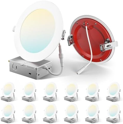 Amico 12 Pack 6 Inch Fire Rated LED Recessed Light, 2 HR Fire Rating, 5CCT