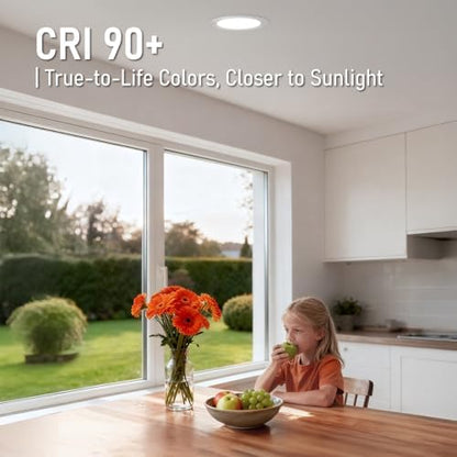 TORCHSTAR 12-Pack 5CCT 6 Inch Ultra-Thin LED Recessed Light, CRI90 12W