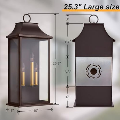 Dusk to Dawn Outdoor Wall Light, 25.3", Oil Rubbed Bronze