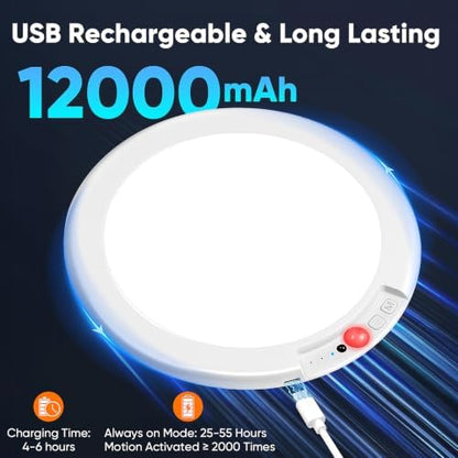 Rechargeable Motion Sensor Ceiling Light, 12000mAh Battery Closet Light