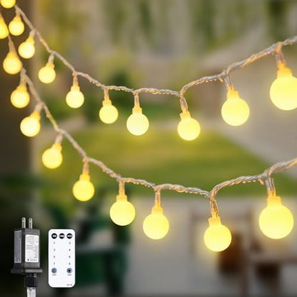 100ft Warm White Globe String Lights Indoor Outdoor Waterproof with Remote