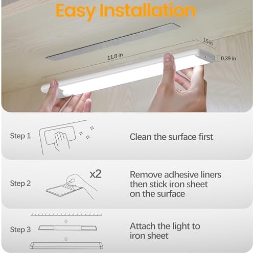 11.8 inch Motion Sensor Under Cabinet Light, 5-Pack, 3 Color