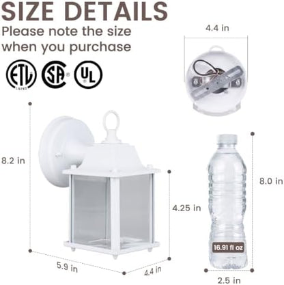 Outdoor Porch Light for House E26 Aluminum Glass, White, 1 Pack