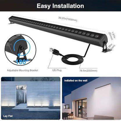 RGBCW Wall Washer Lights, 180W Stage Wash Light Bar Smart APP & Remote Control, Group, Memory,Timing, Music Sync Function, Color Changing Linear Wash Light for Stage Birthday Party Wedding