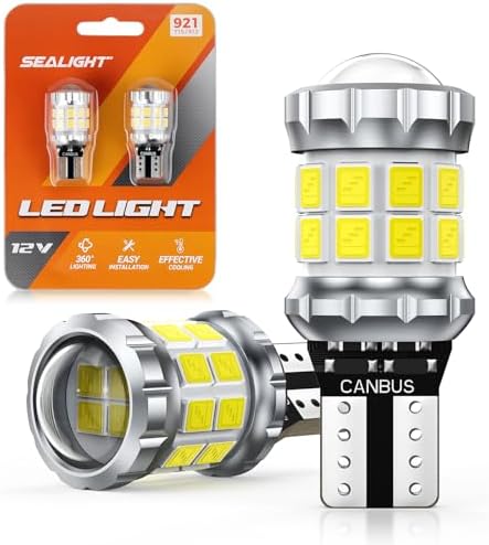 SEALIGHT 2026 Latest 921 LED Bulb, 700% Super Bright 912 T15 Led Reverse Light, Canbus Error Free 906 904 916 W16W LED Bulbs, 6500K White, Non-polarity, Automotive Back Up Light Assemblies, 2PCS