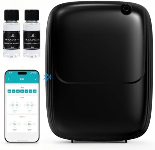 Waterless Essential Oil Diffuser — 3000sq.ft Smart Scent Air Machine with Cold Air Tech, App+Panel Control for Large Home Office Hotel Spa, Wall Mount 400ml (Black)
