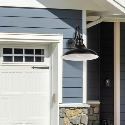 Exterior Farmhouse Barn Light,3PCS Dusk to Dawn Outdoor Lighting, 16 Inch Vintage Outside Garage Lights Fixtures for Patio Frontdoor Entryway Doorway, Matte Black
