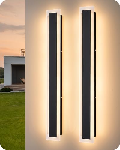 EDISHINE Outdoor Wall Light, Upgraded 2 Pack 39.4" LED Linear Modern Sconce
