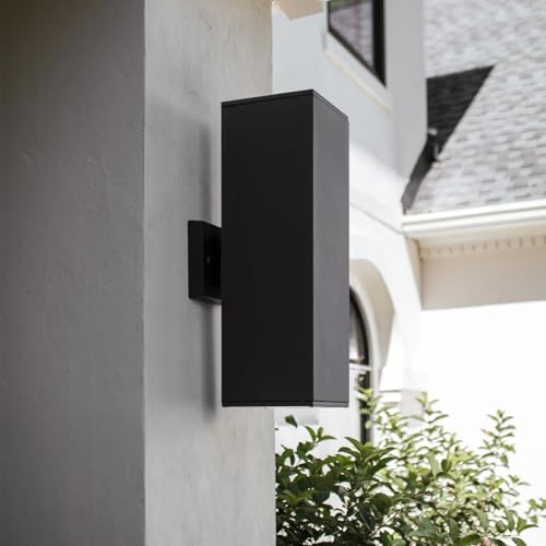 mirrea 18" Modern Outdoor Porch Light in 2 Lights, Matte Black, 1 Pack