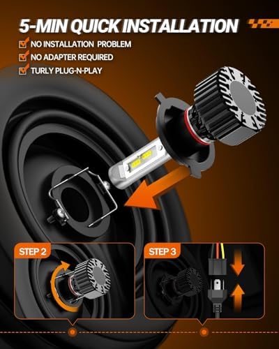 SEALIGHT Fog Light Powersport, 72,000LM 7 times Brightness 9007 Bulbs or fog, 9007 Light Easy Plug-N-Play Fog Bulbs, Pack of 2