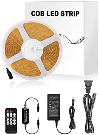 Pandery LED Strip Lights 32.8FT,Dimmable cob led Strip with Adapter and Remote,Superbright 24V led Tape,CRI90+,2700K Warm White led Strips,Indoor Perfect for Cabinet,Room,Kitchen,TV,Mirror