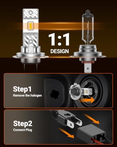 SEALIGHT H1 H7 Light Bulbs 72000LM Ultra Bright, 6500K White 2026 S6 H7 H1 Fog Bulb, 60000+ Ultra-long Life, Plug-N-Play, Marker Light Assemblies, Pack of 2
