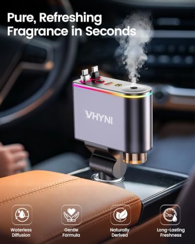 VHYNI Smart Car Air Freshener Diffuser,Auto Car Diffuser with 6 Fragrances