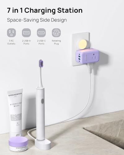 TROND Multi Plug Wall Outlet, 3 AC Outlet Extender with 360 Rotating Plug