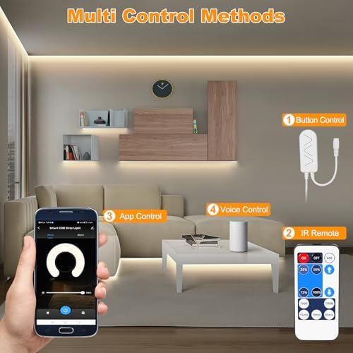 Tatazone WiFi Smart White COB Led Strip Light with Remote