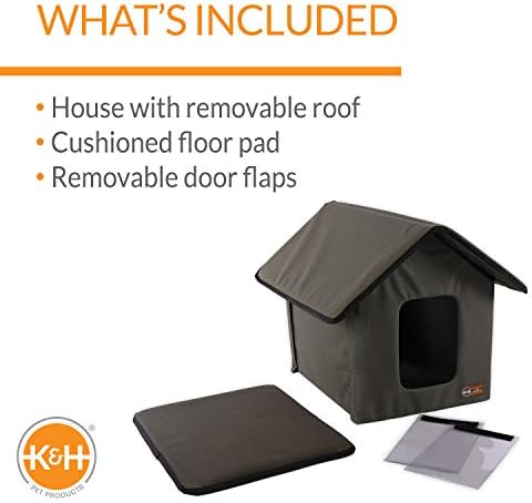 K&H Outdoor Cat House, Weatherproof Shelter for Outside Pets, Olive/Olive