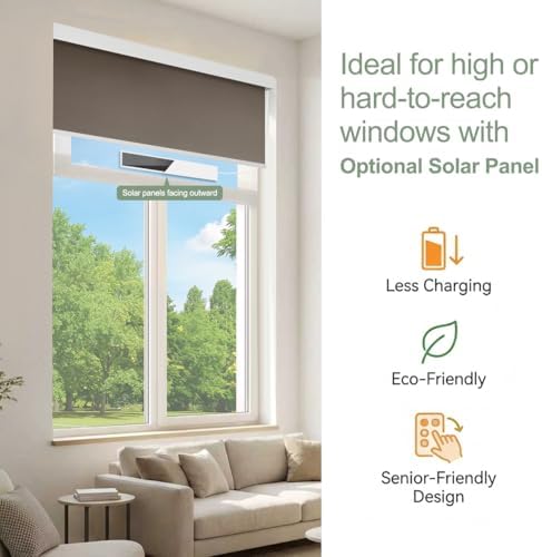 ZSHINE Motorized Blackout Roller Shades Remote Control Rechargeable(82010E)
