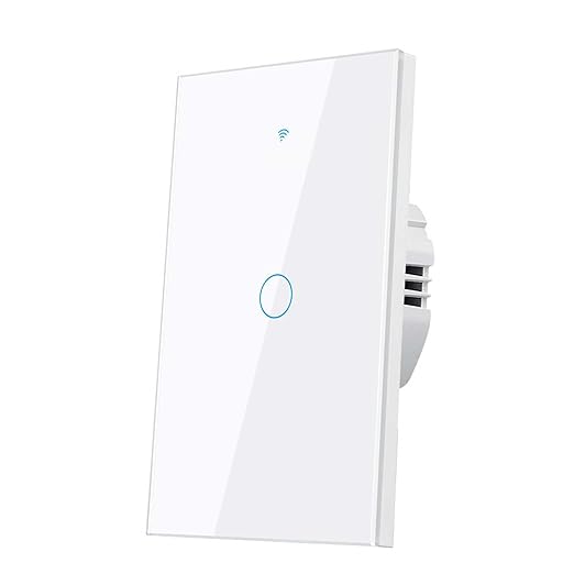 Smart Wi-Fi Light Switch, RF433, No Neutral Wire Required, Compatible with Alexa, Google Home, Smart Life App (1-Gang)