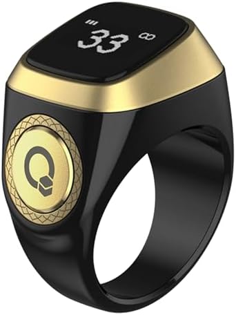 Smart Tasbih Zikr Ring, 20mm Muslim Digital Azan Alarm Clock, Tasbih Counter Smart Ring (Black)