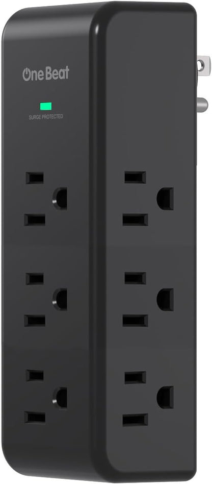 Surge Protector Outlet Extender, 9 AC Multi Outlet Wall Plug with Rotating Plug, 1800J Wall Charger, 3-Sided Power Strip Electrical Plug Adapter Outlet Splitter for Home Office Dorm, Black