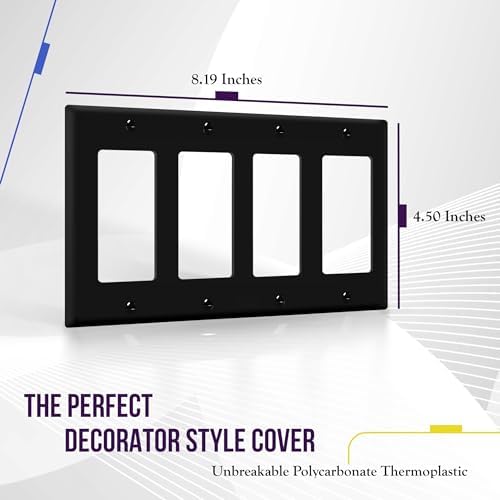 ENERLITES 4-Gang Black Decorator Light Switch Outlet Wall Plate Cover