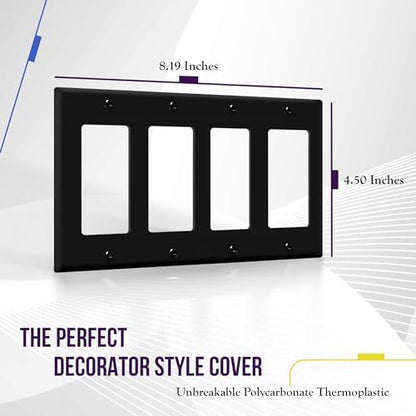 ENERLITES 4-Gang Black Decorator Light Switch Outlet Wall Plate Cover