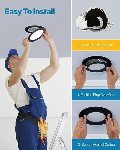 Sunco 12 Pack 6 Inch Recessed Light Goof Ring, Black