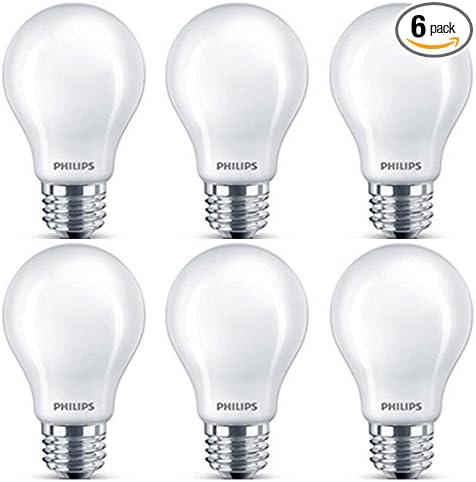 Philips LED Classic Glass Non-Dimmable A19 Light Bulb: 450-Lumen, 5000-Kelvin, 4.5-Watt (40-Watt Equivalent), E26 Base, Daylight, Frosted, 6-Pack