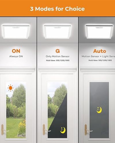 Annaror 2Pack 12in Motion Sensor Ceiling Light Wired with 3 Timer White
