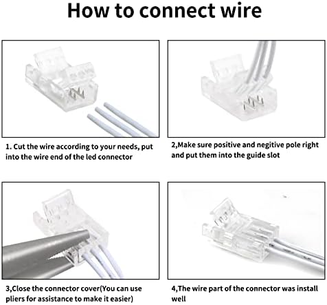 RGBZONE 10Pcs 3 Pin 8mm LED Strip Connector Kit with 32.8ft Extension Wire
