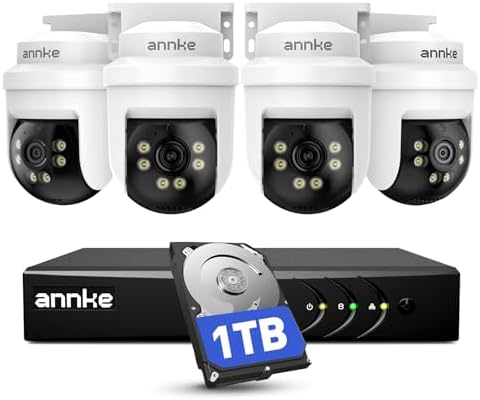 ANNKE 8CH 5MP Wired Outdoor Security Camera System, 4X PT Cameras, 1TB HDD