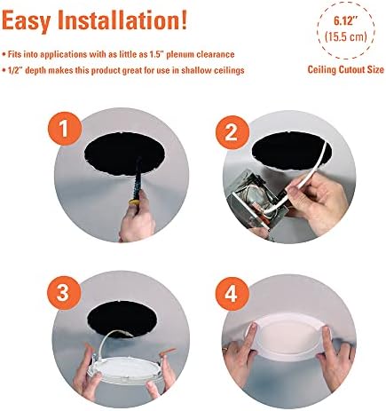 HALO HLB Recessed Lighting 6 Inch LED Thin Canless, Dimmable w/Selectable Color Temperatures, 6-Pack -HLB6099FS1EMWR-6PK