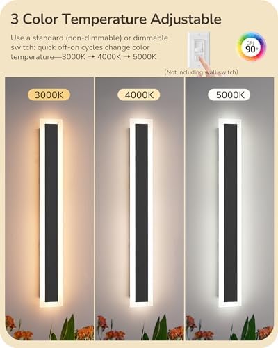 EDISHINE Outdoor Wall Light, Upgraded 2 Pack 39.4" LED Linear Modern Sconce