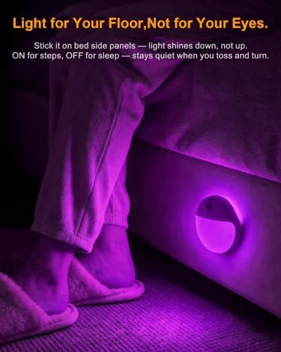 YUNLEX Purple Motion Sensor Night Light Battery Operated, Dim Sticky Light