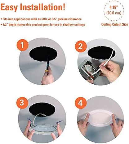 HALO HLB 4 inch LED Recessed Light, Thin Canless, Dimmable, w/Selectable Color Temperatures - HLB4069FS1EMWR