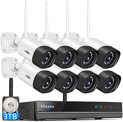 Hiseeu Wireless Security Camera System Outdoor, 3MP WiFi Camera for Home