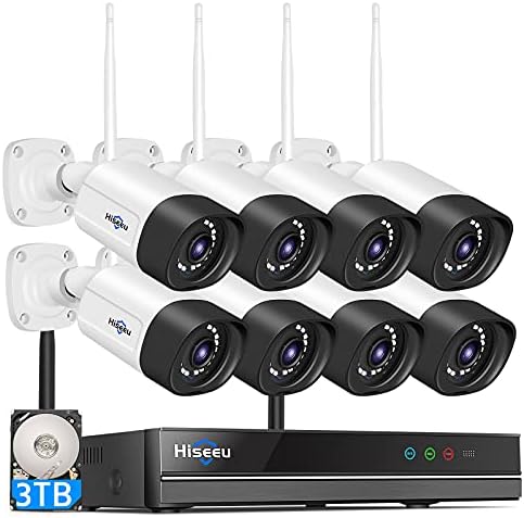 Hiseeu Wireless Security Camera System Outdoor, 3MP WiFi Camera for Home