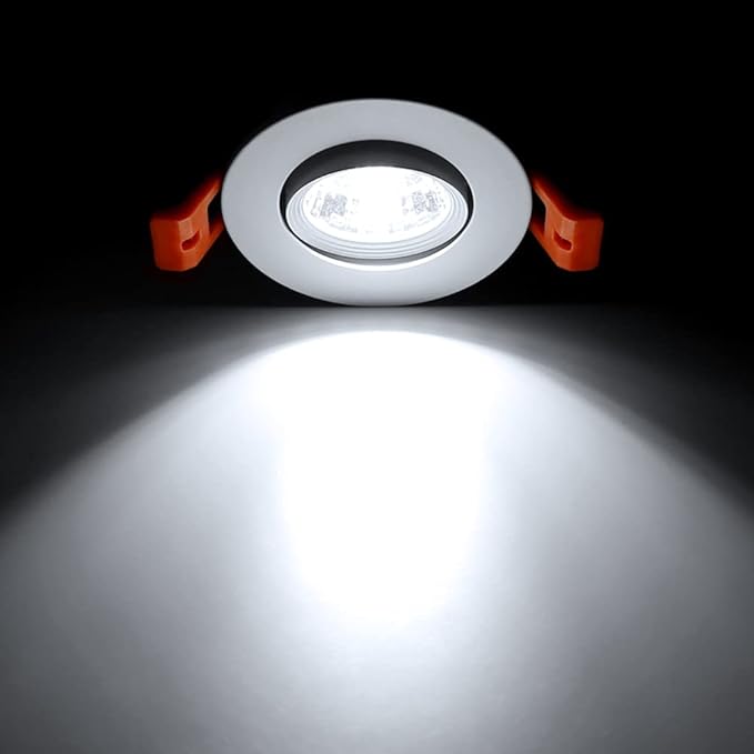 2Inch LED Recessed Ceiling Light, 3W Dimmable LED Downlight, 60 Beam Angle COB Recessed Lights with Driver, Daylight White 5000K-5500K, 25W Halogen Bulbs Equivalent for Ceiling Lighting, White 1 Pack