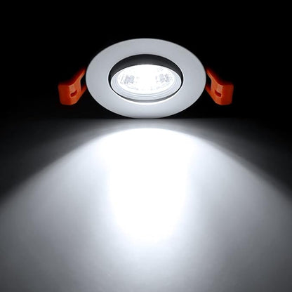 2Inch LED Recessed Ceiling Light, 3W Dimmable LED Downlight, 60 Beam Angle COB Recessed Lights with Driver, Daylight White 5000K-5500K, 25W Halogen Bulbs Equivalent for Ceiling Lighting, White 1 Pack
