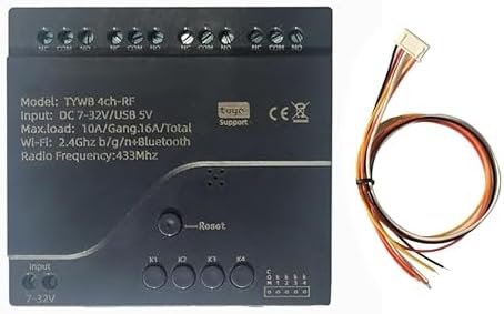 Tuya WiFi Smart 4 Channel 7-32V Relay Switch Module,Dry Contact,Passive Output,Wireless Relay Controller with External Switch Pin,Compatible with Alexa Google Home