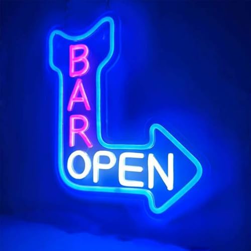 Bar Open Neon Sign Open Arrow Neon Light
