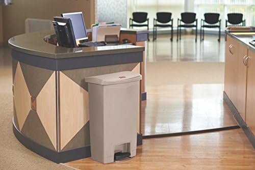 Rubbermaid Commercial Products STREAMLINE Plastic Front Step Step-On-Trash/Garbage Can/Bin, 13 GAL, Beige, for Doctor's Office/Hospitals/Healthcar