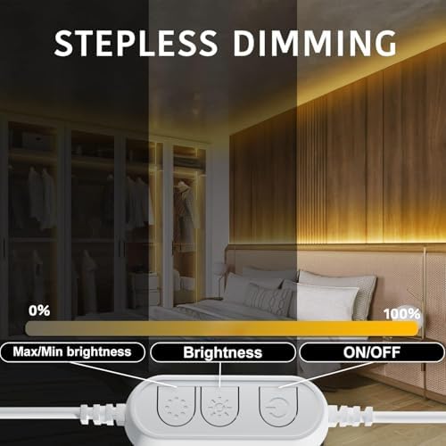 dalattin Warm White LED Strip Lights, 3000K Tunable Soft White Light Strip 16.4ft, Bright 300 LEDs, White Led Lights for Bedroom, Mirror, Kitchen Decoration