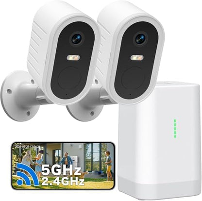 Security Cameras Wireless Outdoor, 2-Cam Kit, 2K Home Security Camera System, No Subscription Required, Local Storage, 4-View Live, PIR & AI Detection, Color Night Vision, 2-Way Audio