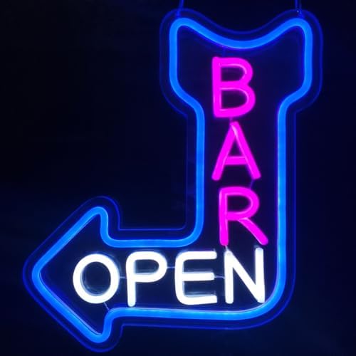 Bar Open Neon Sign Open Arrow Neon Light