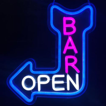 Bar Open Neon Sign Open Arrow Neon Light