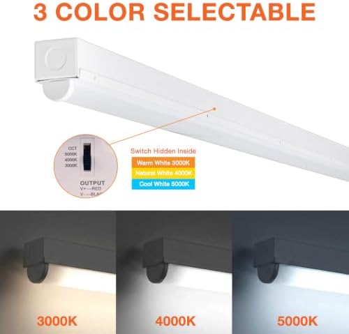 LEDVANCE Sylvania 4ft LED Strip Light, 20W Equivalent, CCT 3 Color Select, 3000K/4000K/5000K, Linear Ceiling Luminaire (61453), 48", 1 Pack