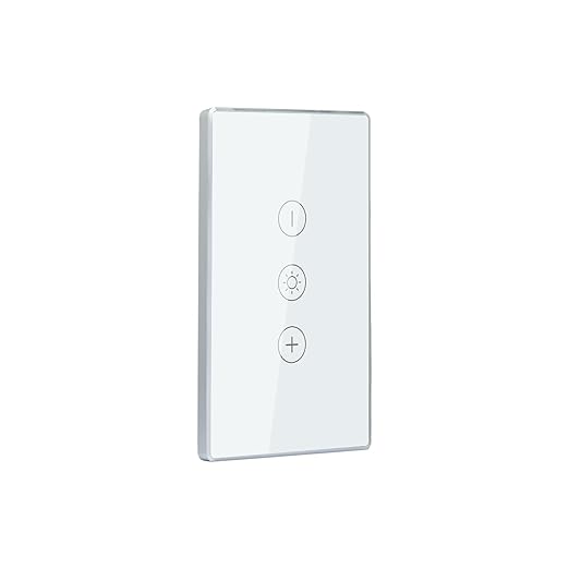 Smart Dimmer Switch,4.65 X 2.83 X 1.3 Inches,Aluminum Frame,Need Neutral Wire,2.4GHz,Tuya/Smart Life App/Alexa,2.5D Curved-Edge Tempered Glass Panel,White