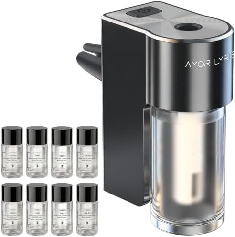 Car Air Fresheners for Vent, Smart 3-Speed Adjustable Car Diffuser, Rechargeable Car Essential Oil Diffuser, Long Lasting Fragrance, with 8 x 10ml Essential Oils, Mixed