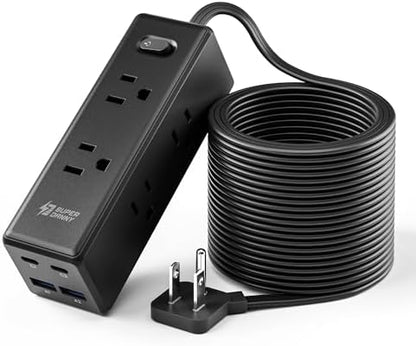 SUPERDANNY 15Ft Extension Cord with Multiple Outlets, Flat Plug Power Strip